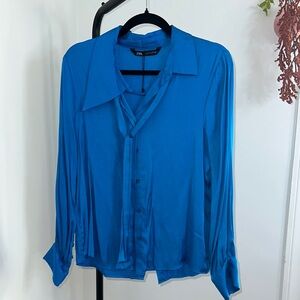 Zara Vibrant Blue Button Down Shirt